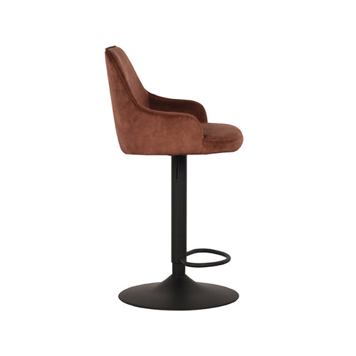 LABEL51 Barkruk Fender - Oranje Velvet - Zithoogte 64–84cm