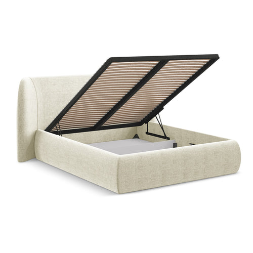 LaMiaSofa Bed met opbergruimte Trieste - chenille stof - beige - 210x215x110