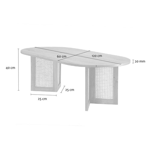 Calicosy - Salontafel TALIA - licht hout 120x60x40 cm