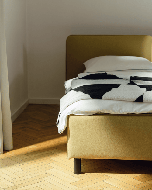 noo.ma Melu gestoffeerd tweepersoonsbed 160 x 200 cm, Yellow Pear
