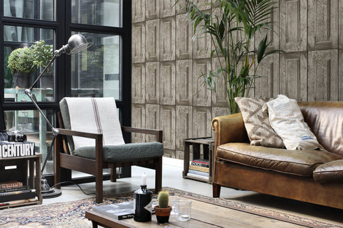 ESTAhome behang paneeldeuren taupe - 53 cm x 10.05 m - 138210