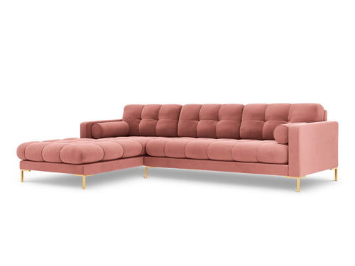 Cosmopolitan Design linker hoekbank Bali 5-zits, flueel, roze - 185x293x75cm