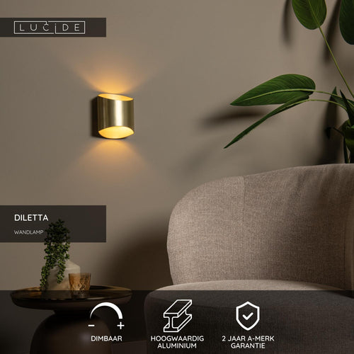 Lucide wandlamp DILETTA - 1xG9 - Mat Goud / Messing