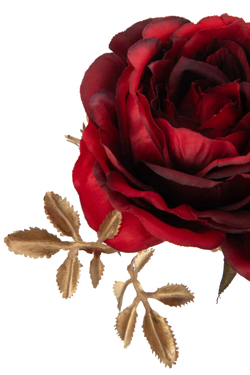 J-Line decoratie tak Roos - kunststof - rood/goud - 12 stuks - vtwonen shop