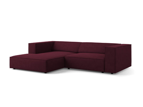 Cosmopolitan Design linker hoekbank Arendal 3-zits, chenille met ribbeleffect, robijn - 166x224x70cm