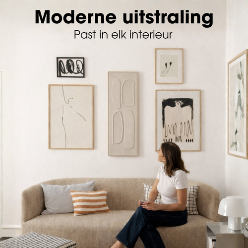 Mica Decorations Wanddecoratie - Wandpaneel Abstracte Kunst 90 x 30 x 3 cm - Woondecoratie voor Woonkamer of Slaapkamer - Bruin