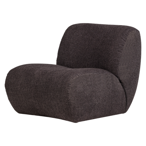 WOOOD fauteuil craquelé Nomu - Chenille - Antraciet - 74x76x92
