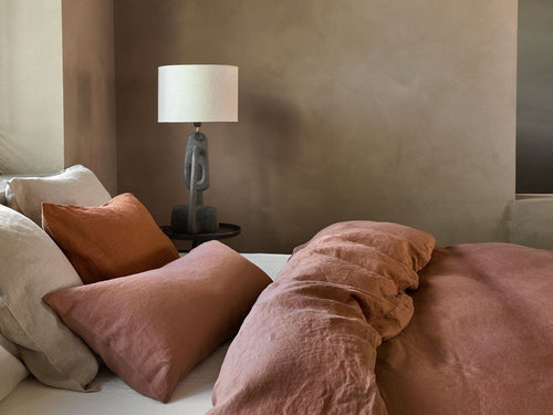 Yumeko dekbedovertrek gewassen linnen clay rose 200x220 + 2/60x70 - vtwonen shop