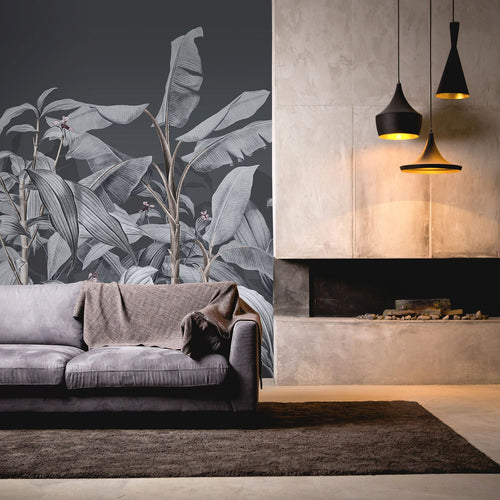 Sanders & Sanders fotobehang palmbladeren grijs - 424 x 280 cm - 640920