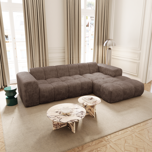 Premium Interiors - Rechthoekige hoekbank BLOOM - gewaafd fluweel mol 290cm