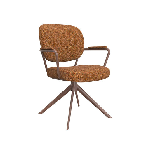 LABEL51 Eetkamerstoel Basel - Oranje Bouclé - Draaibaar - vtwonen shop