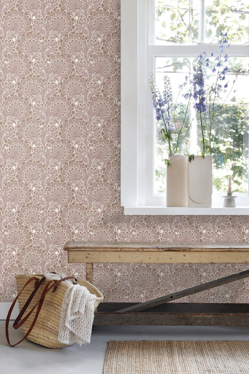 ESTAhome behang vintage bloemen taupe - 50 x 900 cm - 131087 - vtwonen shop