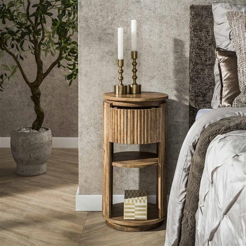 Giga Meubel Nachtkastje Wave XS - Naturel Mangohout - 30x30x60cm