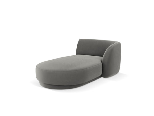 Micadoni rechter chaise longue Miley flueel, lichtgrijs - 156x90x70cm