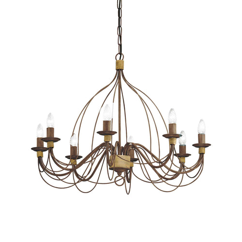 Ideal Lux Corte - 8 lichts kroonluchter roestbruine afwerking, E14