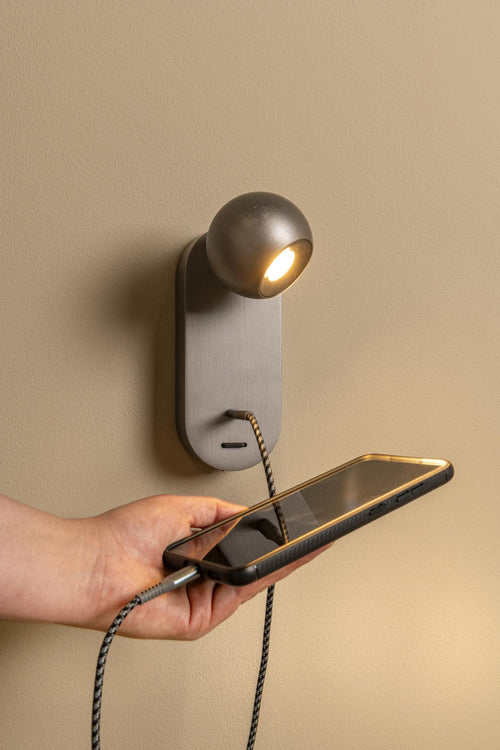 Lucide wandlamp MONTANA - Geïntegreerde LED - Grijs ijzer