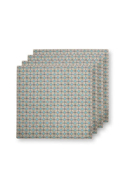 Pip Studio Servetten - Blooming Tales - 100% Katoen - Khaki - Set van 4