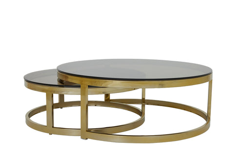 Light & Living salontafel MILAGRO - Ø100.5x36.5cm - goud - Set van 2