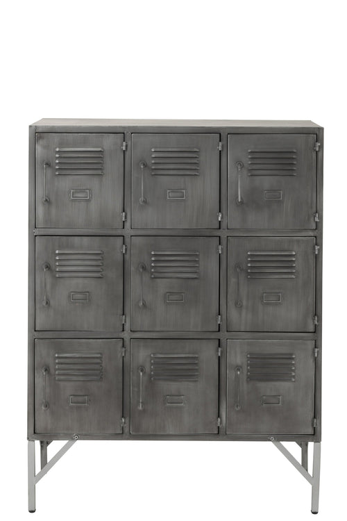 J-Line kast - 9 deuren - metaal - zilver
