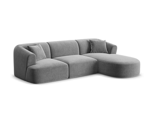 Cosmopolitan Design Modulaire hoekbank rechts Campi 4-zits, flueel grijs - 156x256x70cm