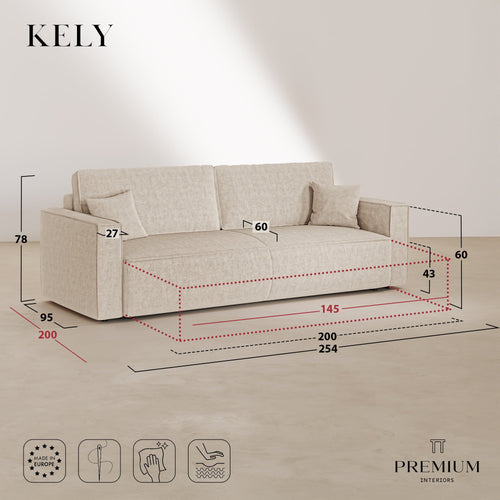 Premium Interiors - Slaapbank met opbergruimte  - corduroy beige 254cm