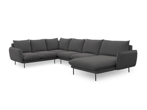 Cosmopolitan Design Panoramische hoekbank links Vienna 7-zits, structurele stof, donkergrijs - 235x330x95cm
