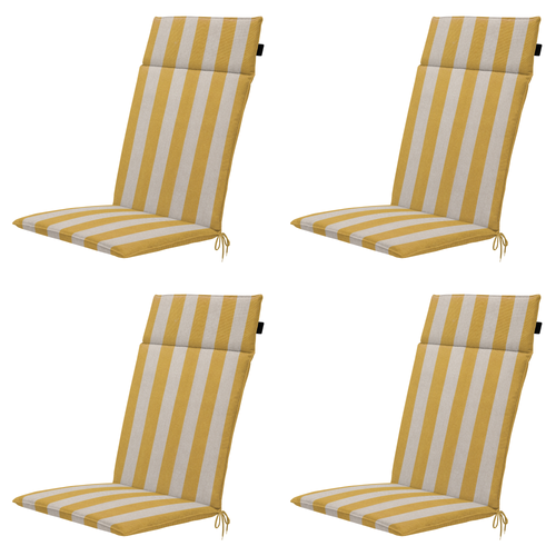 Madison tuintstoelkussen hoge rug Amora - geel - 120x50x4cm - set van 4