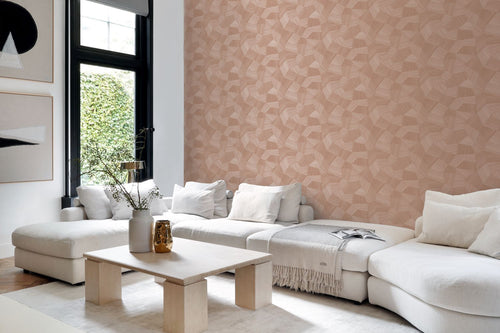 Origin Wallcoverings behang grafisch 3D motief terracotta roze - 53 cm x 10.05 m - 348040