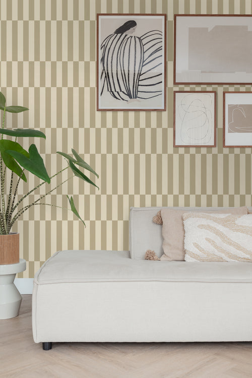 ESTAhome behang strepen donker beige - 53 cm x 10.05 m - 131212 - vtwonen shop