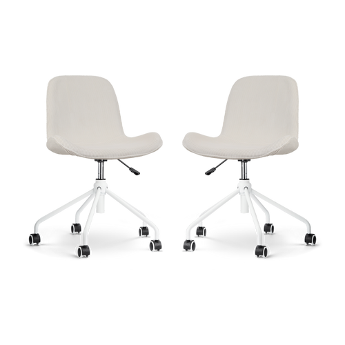 Nolon Nout-Fé Bureaustoelen Set van 2 - Rib Crème - Wit Onderstel