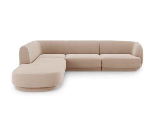Micadoni linker hoekbank Miley 6-zits, flueel, cappuccino - 248x255x70cm