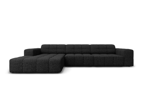 Cosmopolitan Design linker hoekbank Chicago 4-zits, chenille zwart - 167x294x78cm