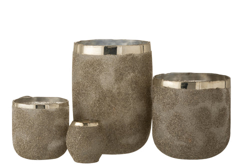 J-Line theelichthouder Frosty - glas - zilver - extra large