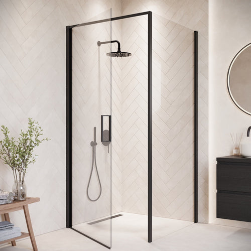 Badplaats Douchecabine Alava 80 x 80 x 190 cm – Zwart – Douchewand met Draaideur