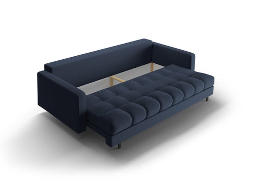 Cosmopolitan Design Slaapbank met opbergdoos Bali 3-zits, structurele stof blauw - 84x222x105cm