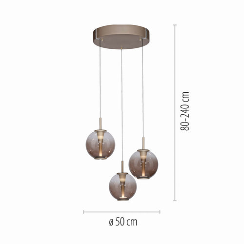 Neuhaus PURE hanglamp E-Infinity - 3 lichts - 50  x 240   cm - champagne
