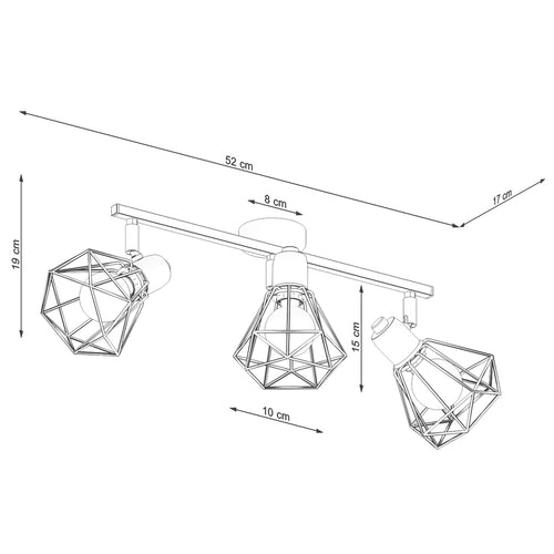 Sollux Lighting Plafondlamp ARTEMIS 3 zwart - 52x17x19cm