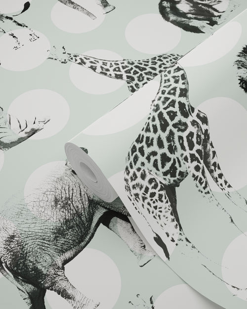 ESTAhome behang dieren met stippen mintgroen en zwart - 53 cm x 10.05 m - 128713