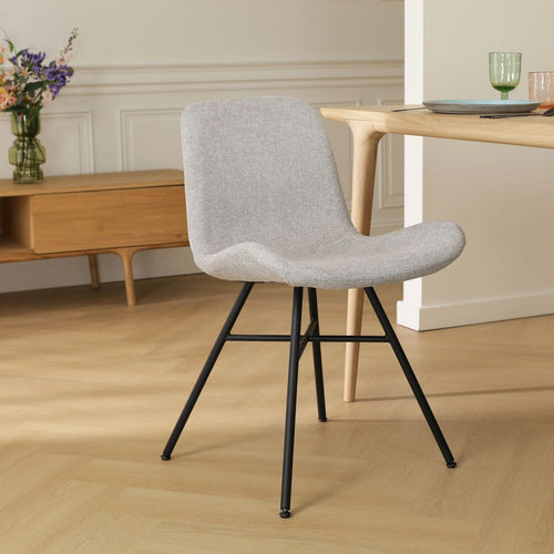Nolon Noa-Fé Eetkamerstoelen Set van 2 - Lichtgrijs - Zwarte Poten