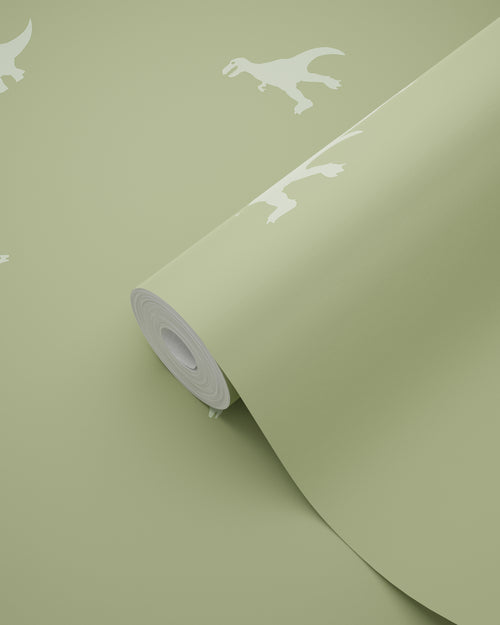 ESTAhome behang dinosaurussen vergrijsd groen - 50 x 900 cm - 131804