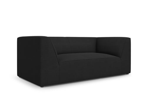 Micadoni - Bank "Ruby" 2 zitplaatsen, structurele stof, zwart - 93x174x69cm