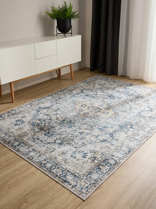 benuta wasbaar vloerkleed George - blauw - 80x150 cm