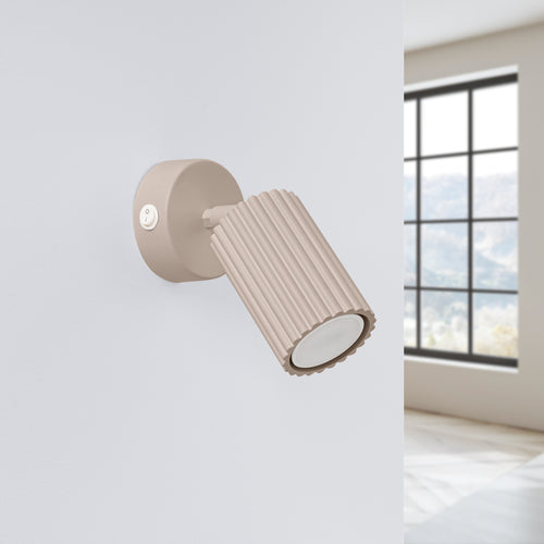 Sollux Lighting Wandlamp KARBON taupe met schakelaar - 8x16x16cm