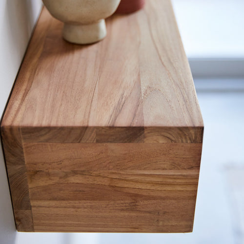 Tikamoon Wandhanddoekenrek van massief teakhout 100 cm - Naturel - vtwonen shop