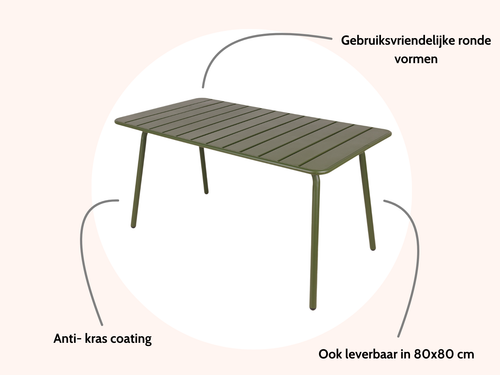 MaximaVida metalen tuintafel Max 150 x 80 cm olijfgroen - vtwonen shop