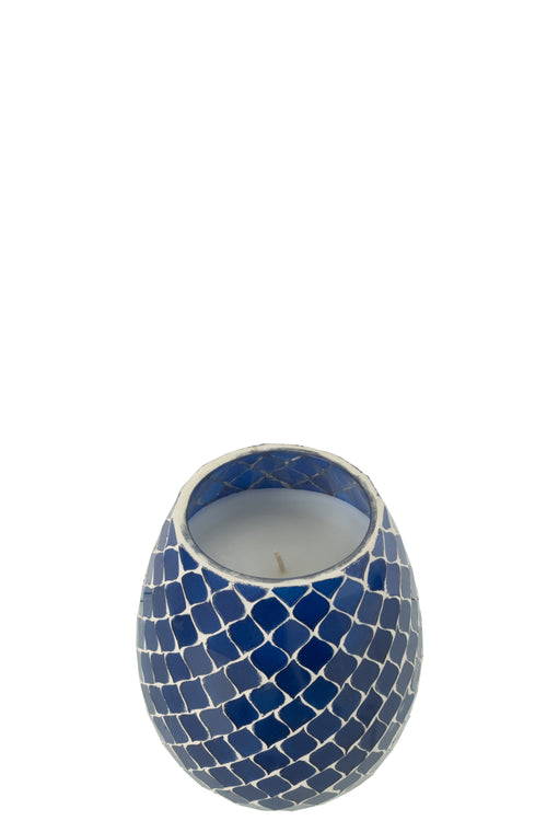 J-Line geurkaars Mia Mozaiek - Juniper Love - glas - blauw - small - 90U