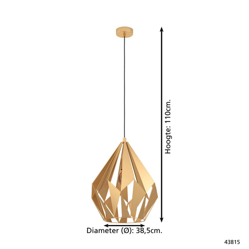 EGLO hanglamp Carlton - e27 - ø 38,5 cm - goud