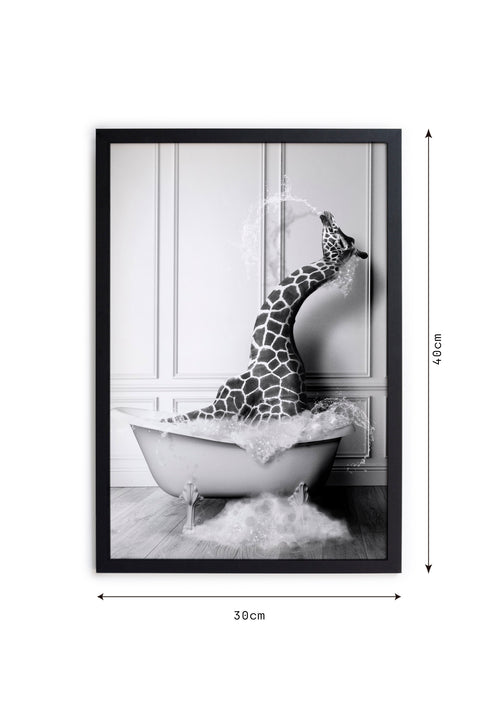 Zwarte lijst met kader 40x30 giraf bad - vtwonen shop