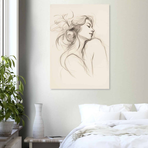 Artfulprints Poster met Lijst Abstract - Whispers of her   - 30x40 cm - Zwart / Wit