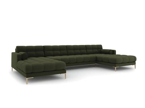 Cosmopolitan Design Panoramische bank Bali 7-zits, structurele stof, groente - 185x383x75cm